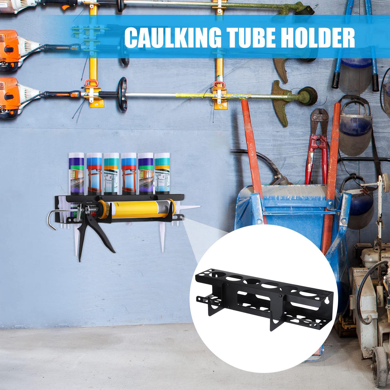 Workshop Tools On Wall - ที่แขวนปืนยิงกาวและท่อแบบติดผนัง ชั้นวางเก็บอุปกรณ์ยิงกาวแบบมือถือ จุได้ 6 หลอด และหัวฉีดกาว