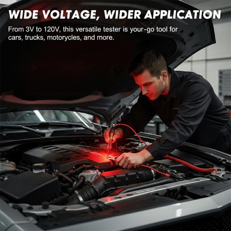 Workshop Electric Tools - ปากกาทดสอบแรงดันไฟฟ้า 3V 120V จอแสดงผลดิจิตอล หัววัดยาว พกพาสะดวก