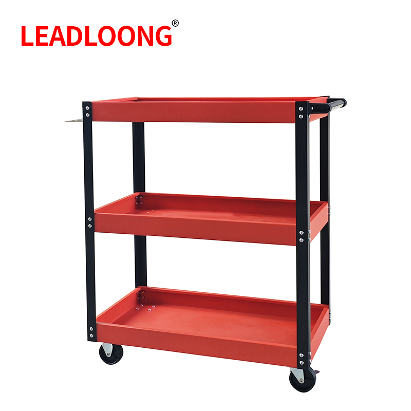 Workshop Tools Shelf - LEADLOONG ม้านั่งซ่อมรถยนต์ 3 ชั้นรถเข็นเครื่องมือกลิ้ง,ความจุ 330 ปอนด์,สีแดง,