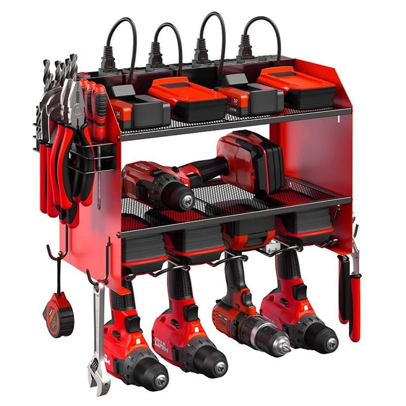 Workshop Tools Shelf - ชั้นวางอุปกรณ์เครื่องมือไฟฟ้าแบบติดผนัง สะดวกสบาย จุของได้เยอะ 2 ชั้น สำหรับจัดระเบียบโรงรถ/ห้องทำงาน